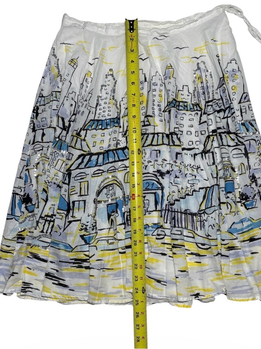 Outfit JPR 1950’s style skirt Paris cityscape print & sequin, below the knees - Picture 4 of 7